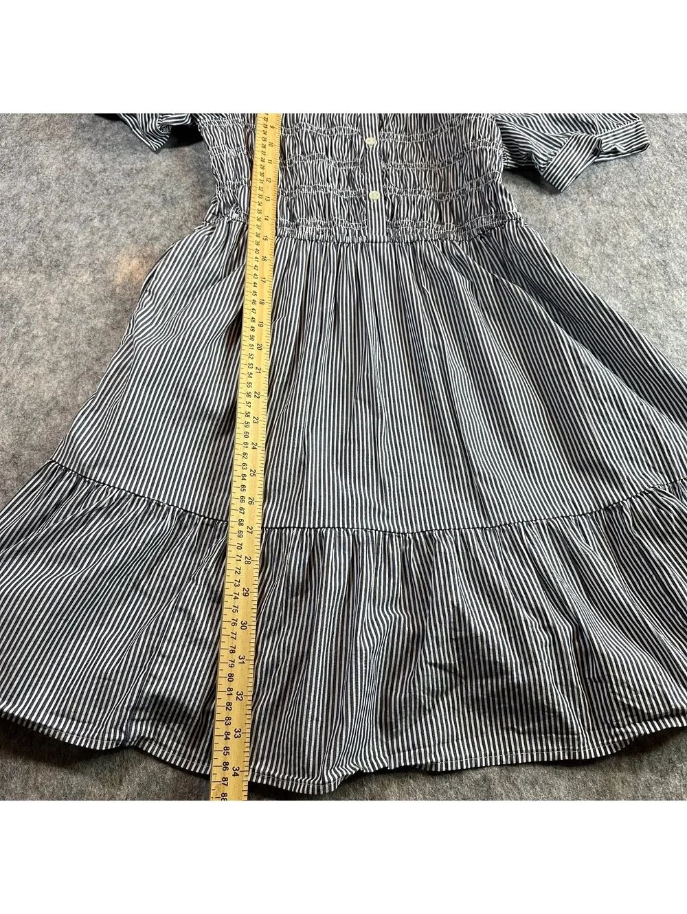J.Crew Factory striped cotton smocked midi dress preppy cottagecore S